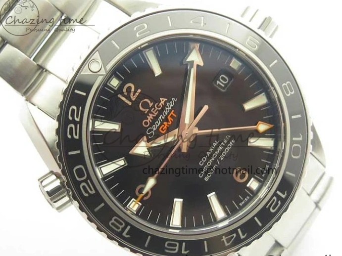 0312 Chic Planet Ocean 600M Co-Axial GMT 43.5mm VSF 1:1 Best Edition Black Dial Silver Markers on SS Bracelet A8605 Super Clone 8025